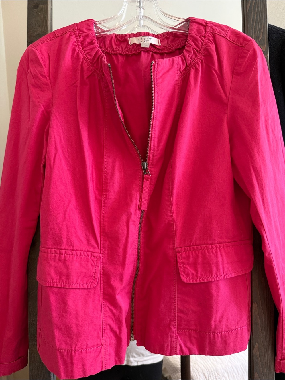 LOFT Pink Zip-Front Utility Jacket